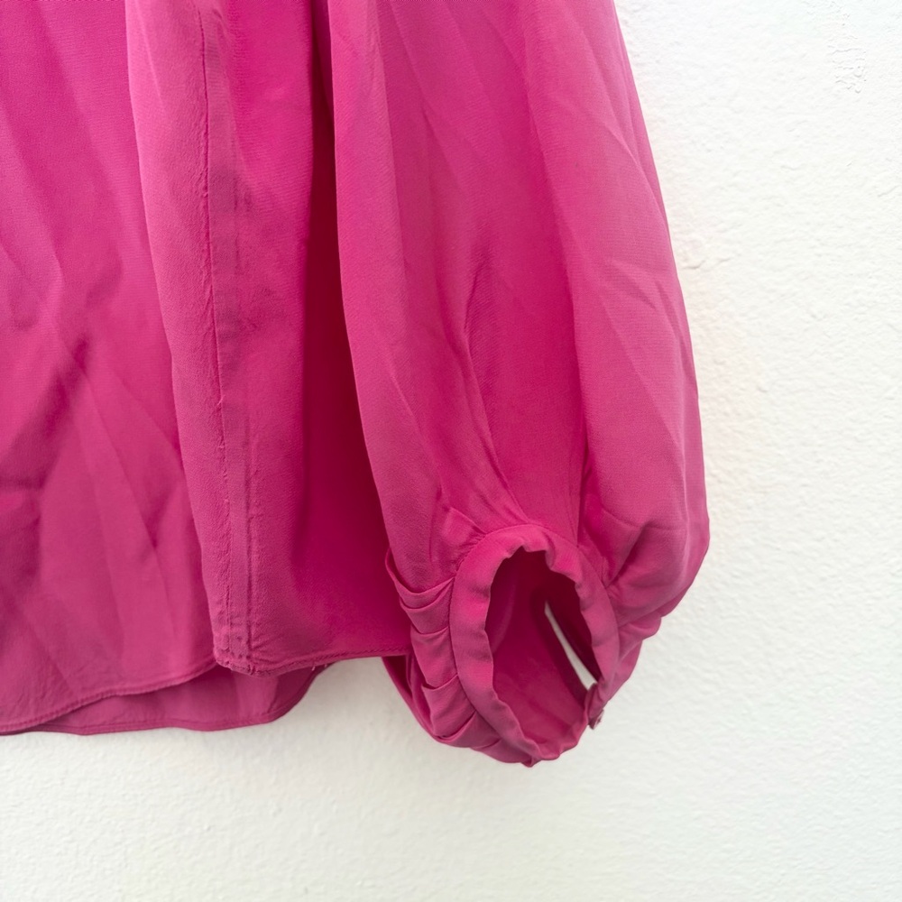 Diane von Furstenberg Tanyana Clean Silk Blouse Magenta Women's Size 12 - Picture 7 of 8